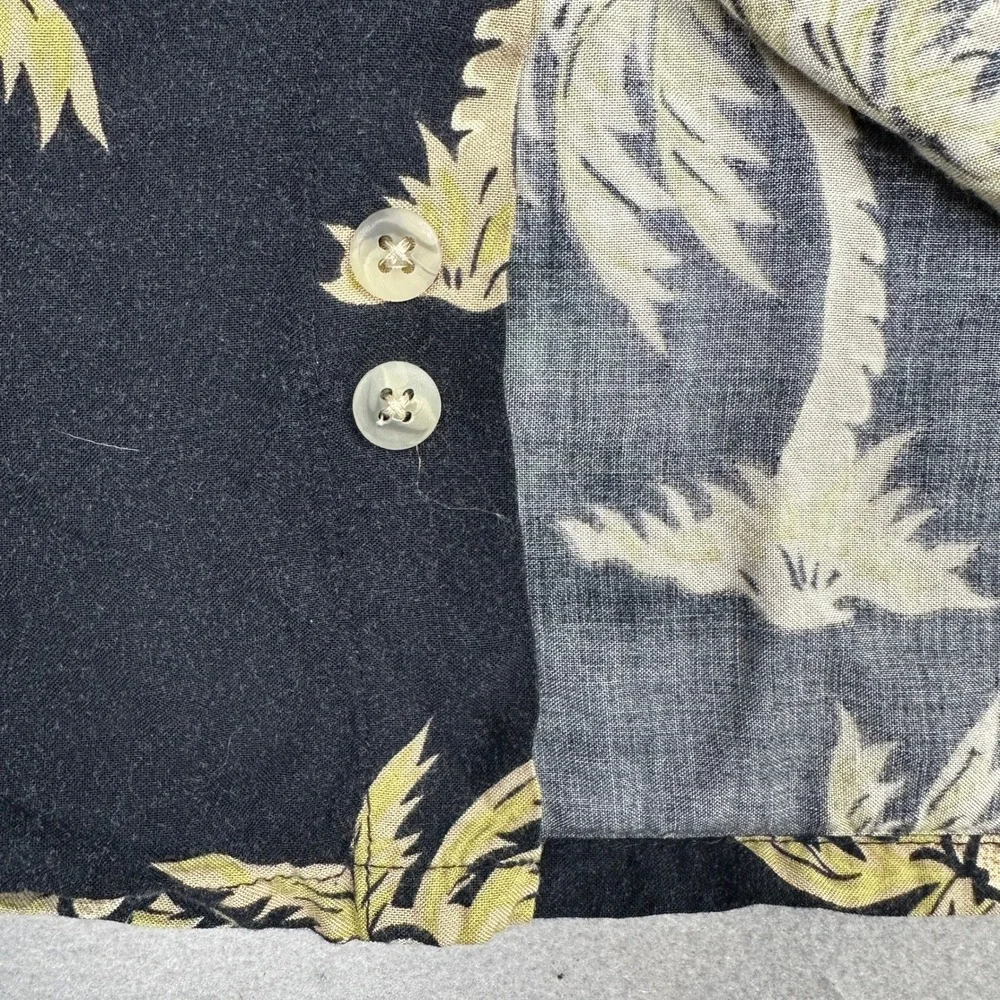 80s Vintage 100% Rayon Pierre Cardin Button Up Shirt Mens Medium Black Tropical - Picture 9 of 10
